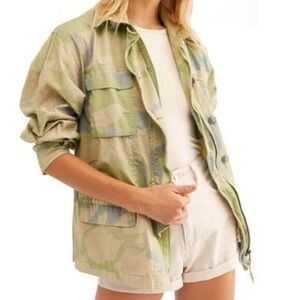 NWT Free People Camo Utility Jacket Outdoor Hiking Lightweight Y2K Boho Chic S